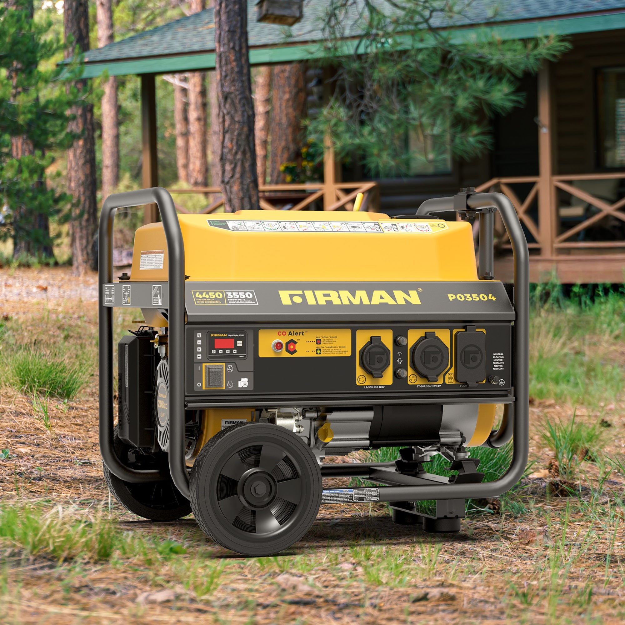 Gas Portable Generator 4450/3550W Recoil Start 120V with CO alert