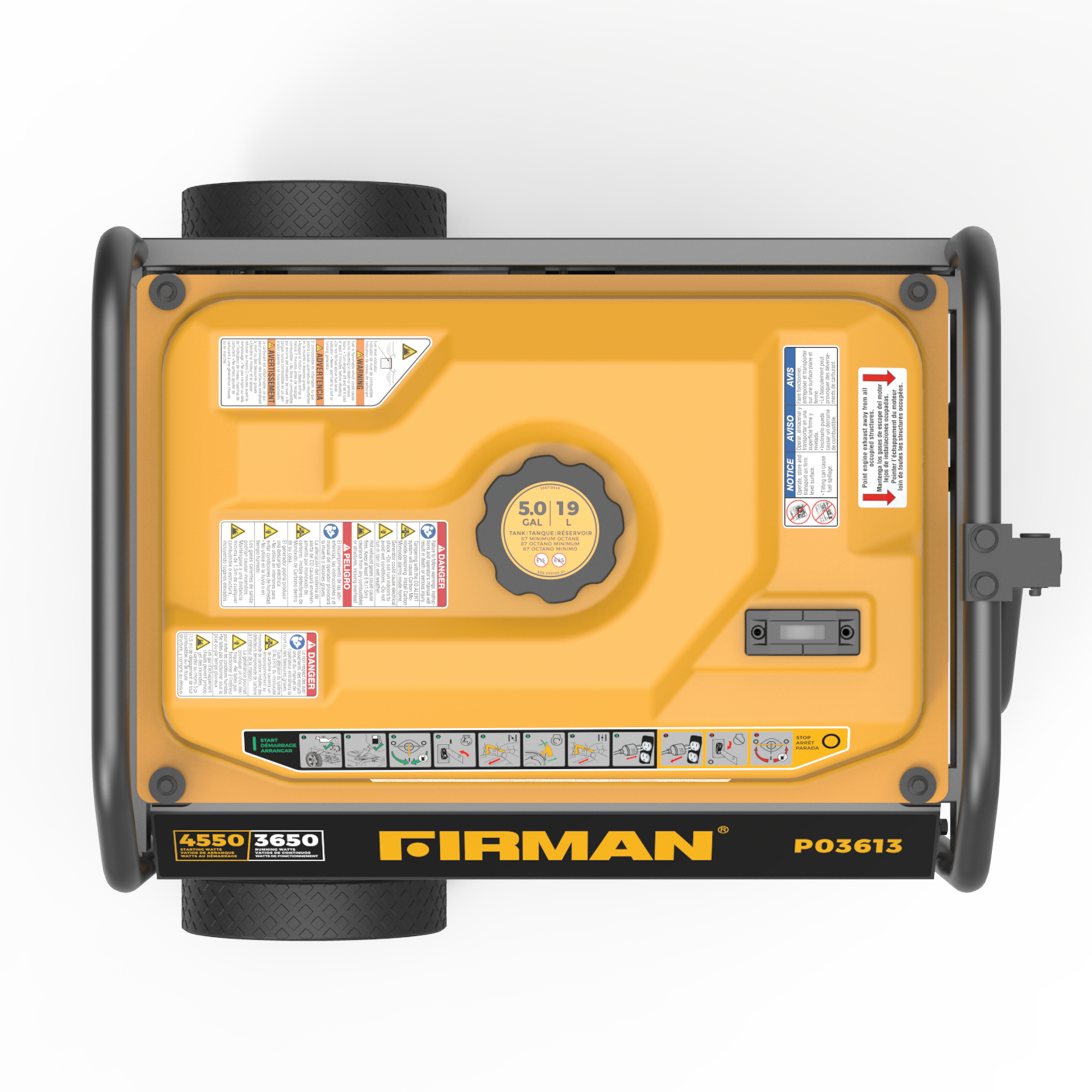 Gas Portable Generator 4550/3650W Recoil Start 120V with CO Alert
