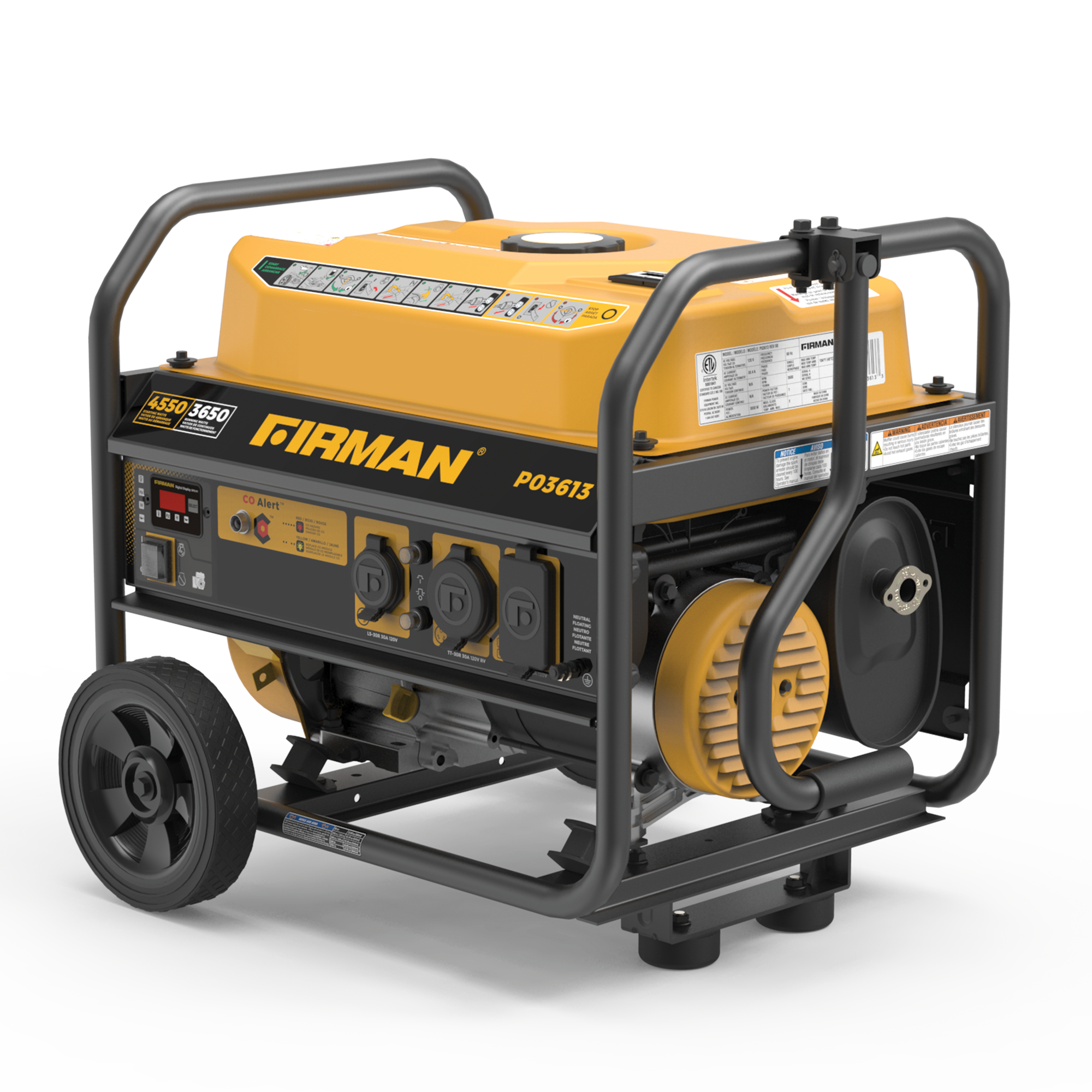 Gas Portable Generator 4550/3650W Recoil Start 120V with CO Alert