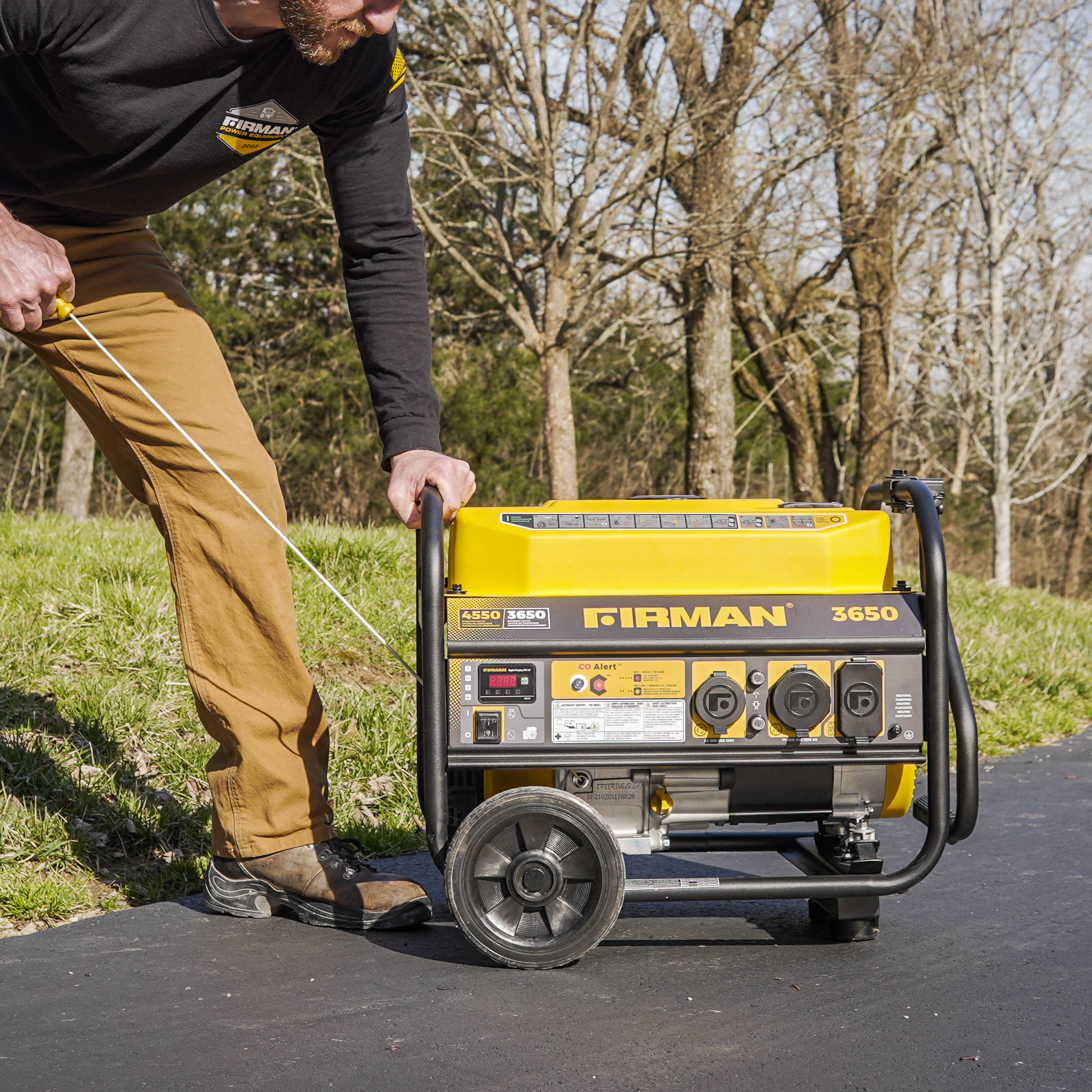 Gas Portable Generator 4550/3650W Recoil Start 120V with CO Alert