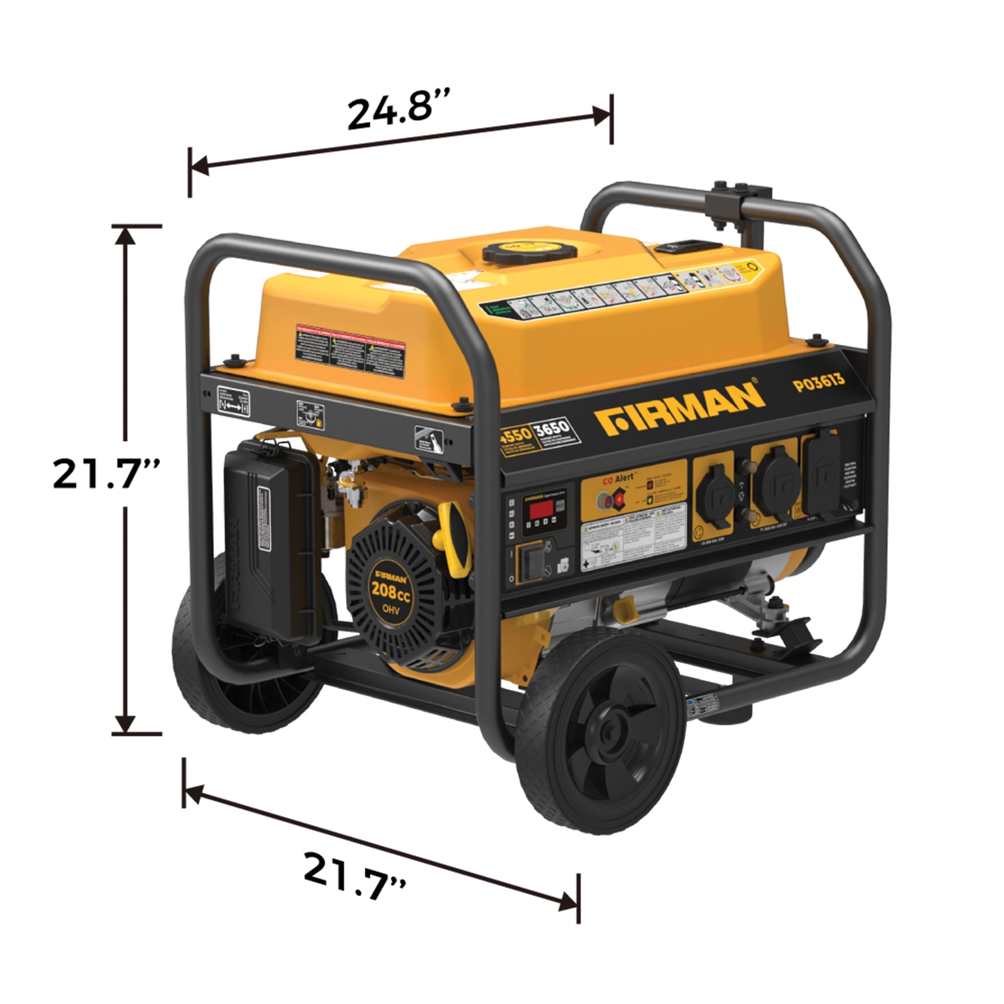 Gas Portable Generator 4550/3650W Recoil Start 120V with CO Alert