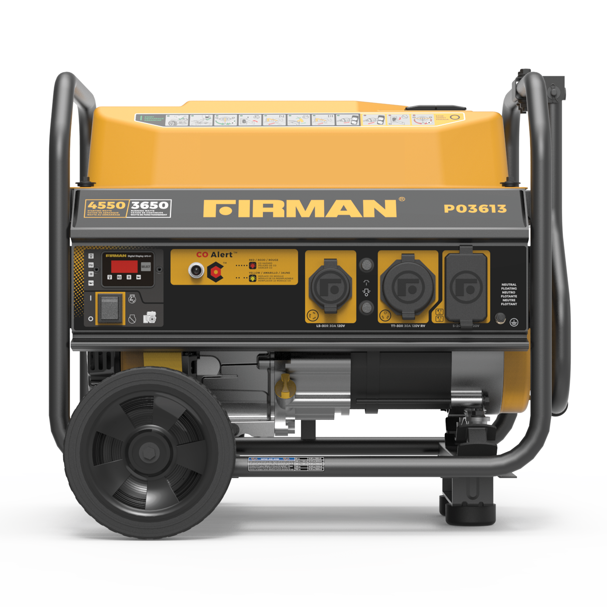 Gas Portable Generator 4550/3650W Recoil Start 120V with CO Alert