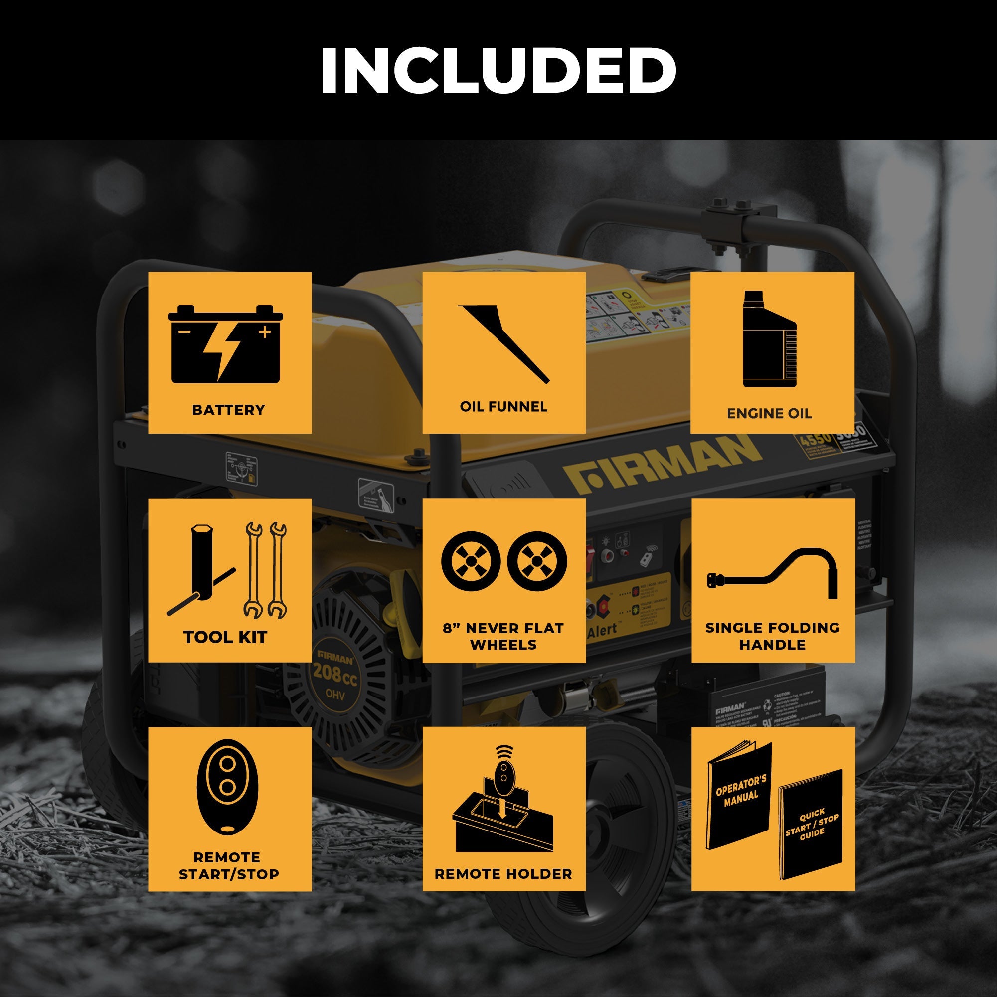Gas Portable Generator 4550/3650W Remote Start with CO Alert