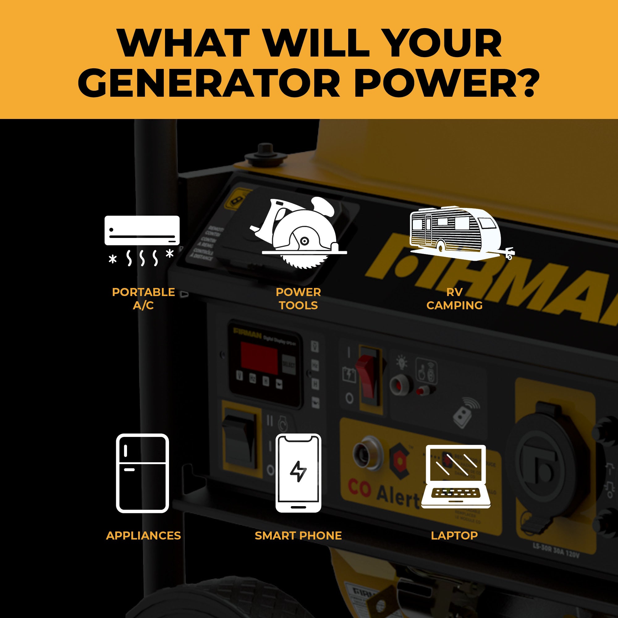 Gas Portable Generator 4550/3650W Remote Start with CO Alert