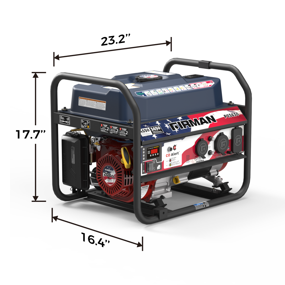 Gas Portable Generator 4550/3650W Recoil Start With CO Alert Stars & Stripes