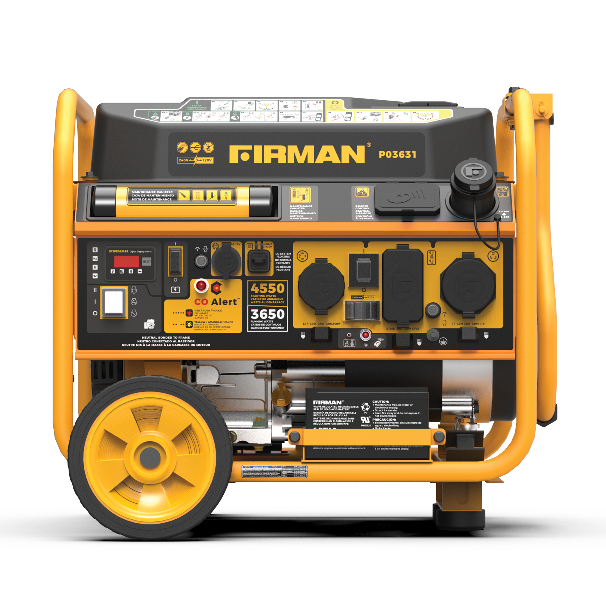Gas Portable Generator 4550/3650W Remote Start 120/240V with CO alert