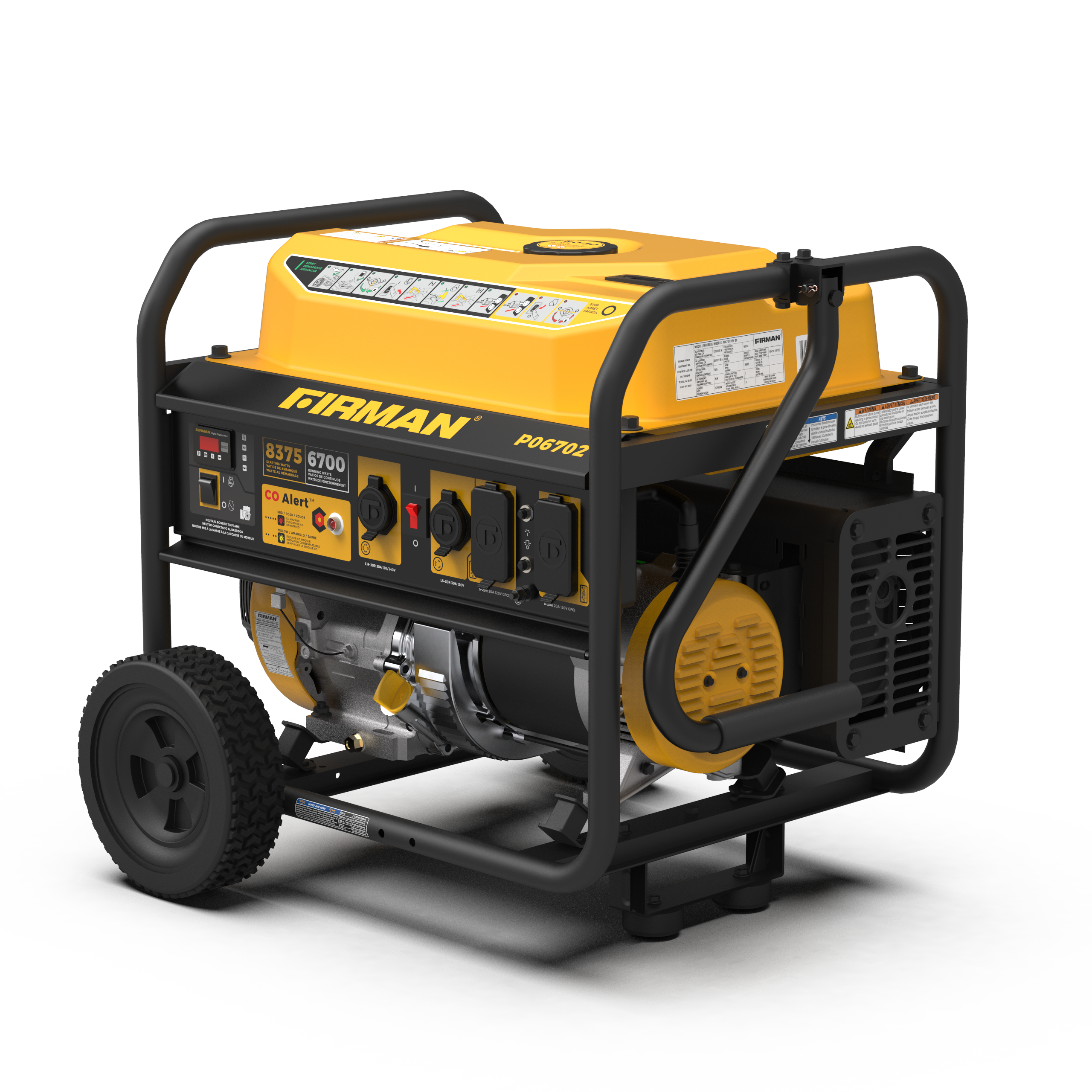 Gas Portable Generator 8375/6700W Recoil Start 120/240V With CO Alert
