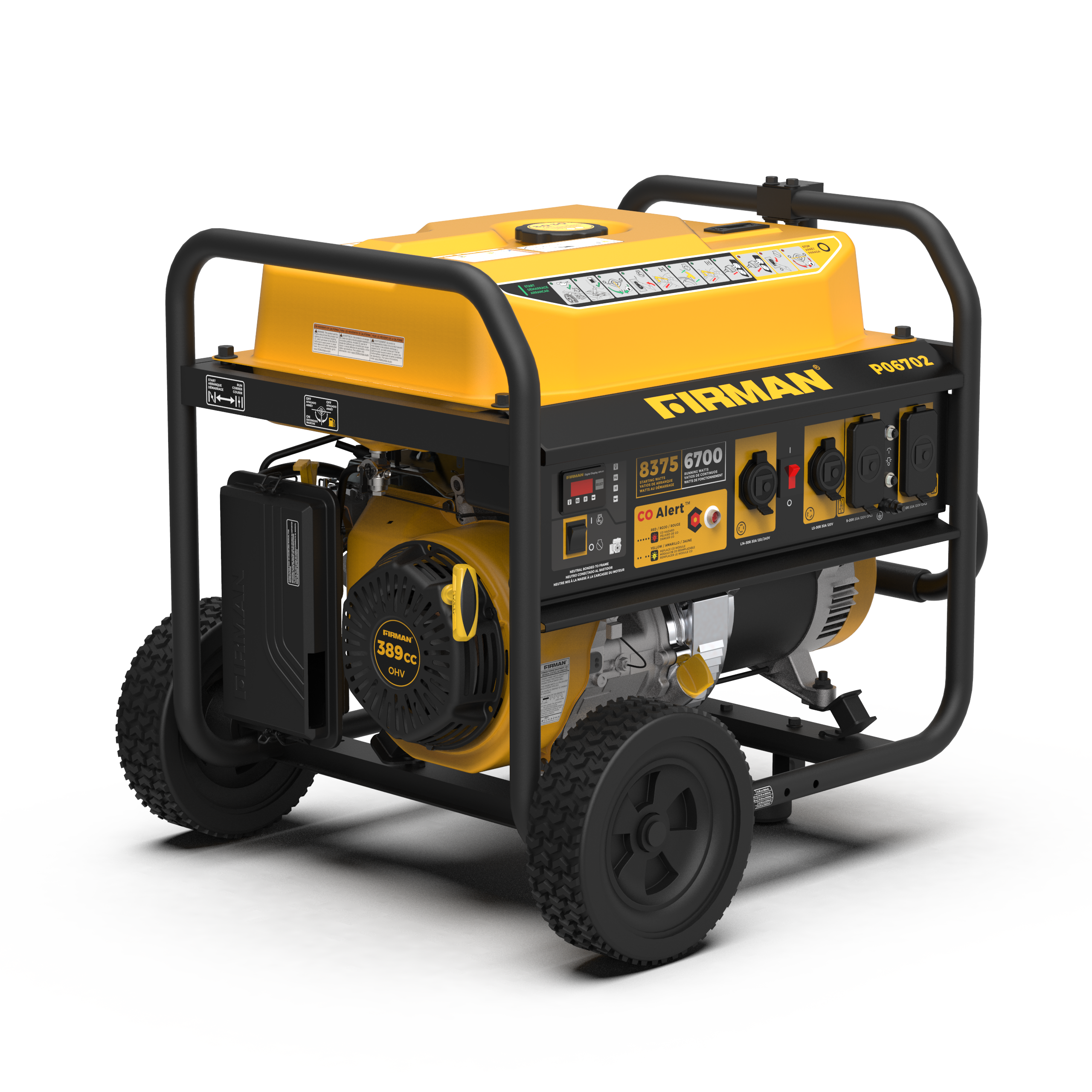 Gas Portable Generator 8375/6700W Recoil Start 120/240V With CO Alert