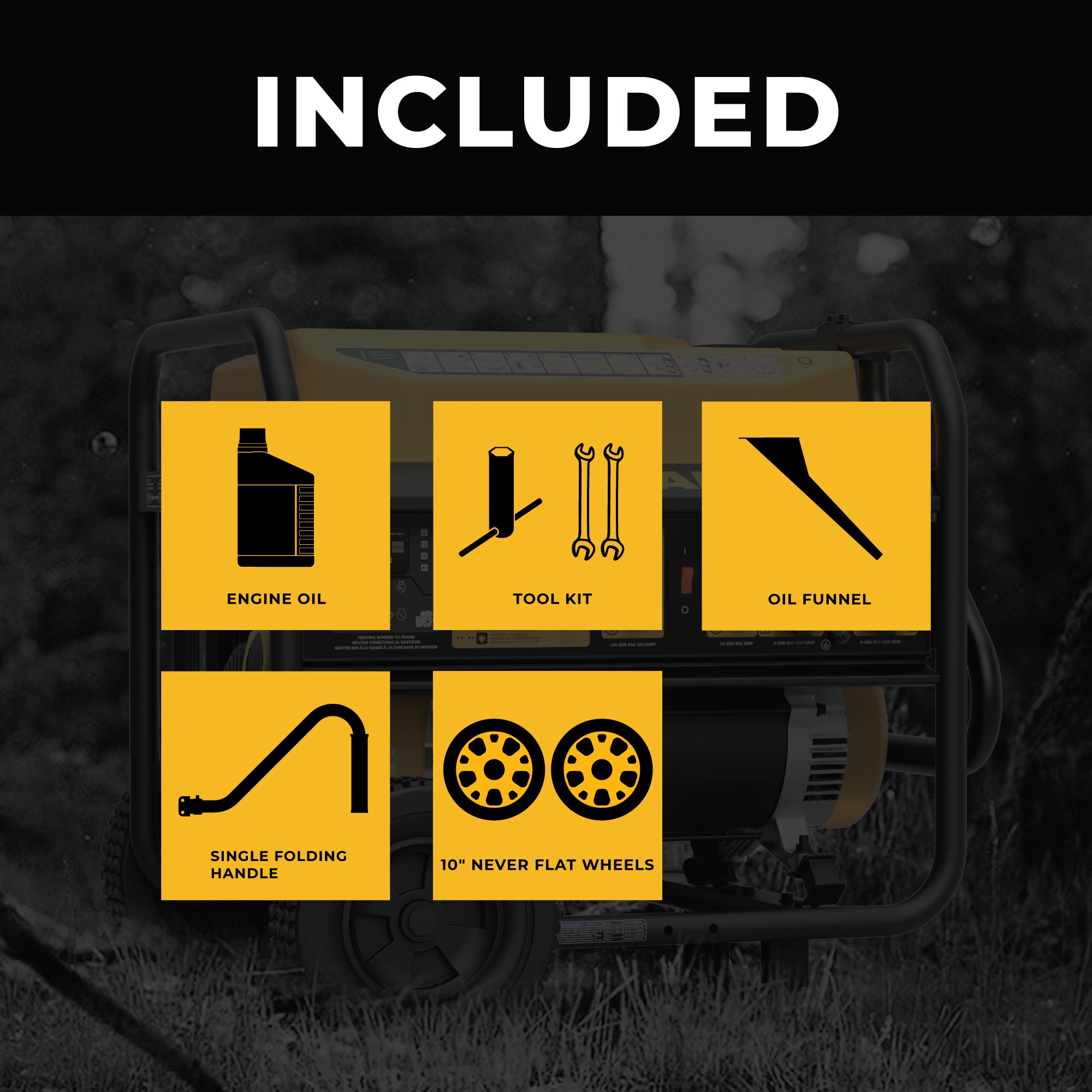 Gas Portable Generator 8375/6700W Recoil Start 120/240V With CO Alert
