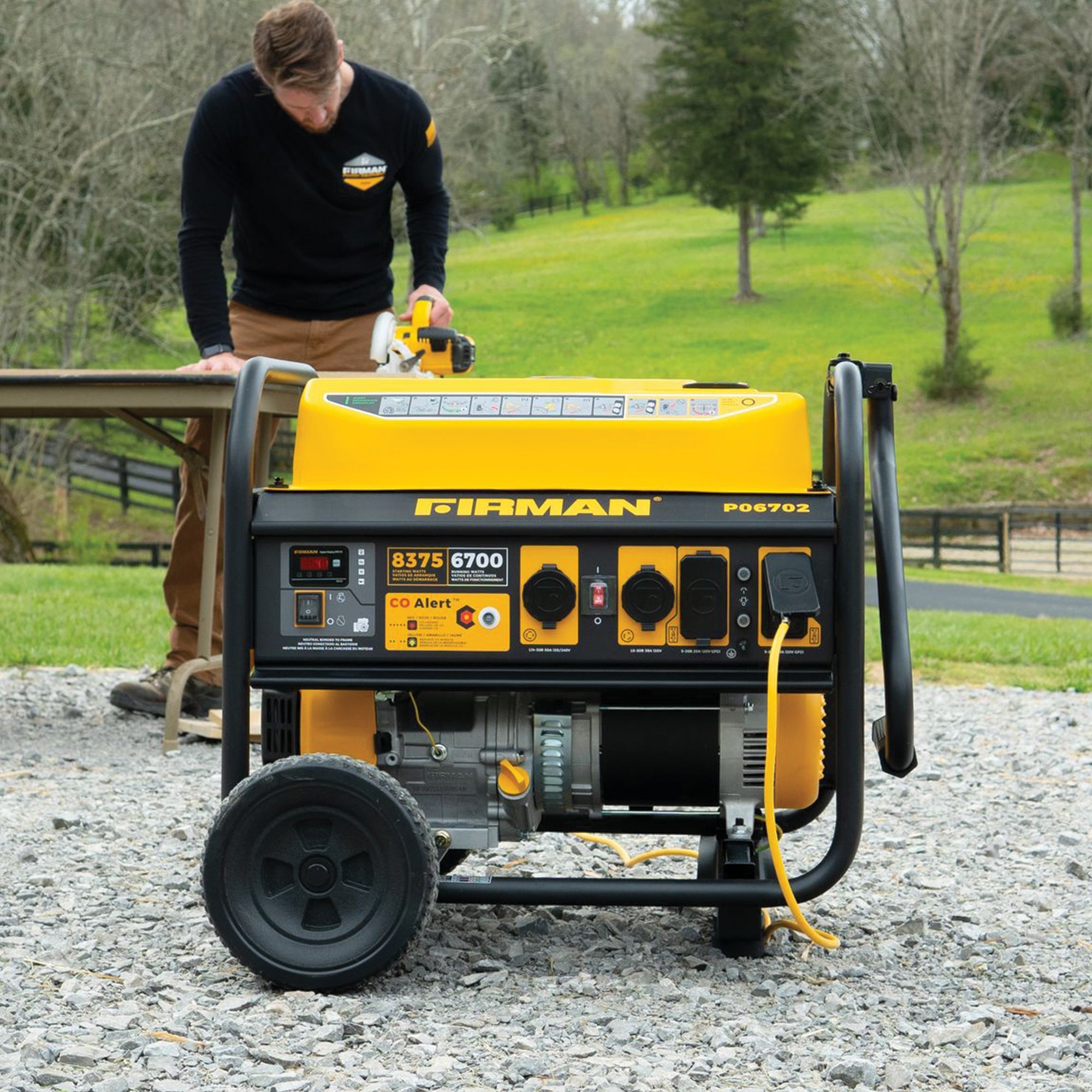 Gas Portable Generator 8375/6700W Recoil Start 120/240V With CO Alert