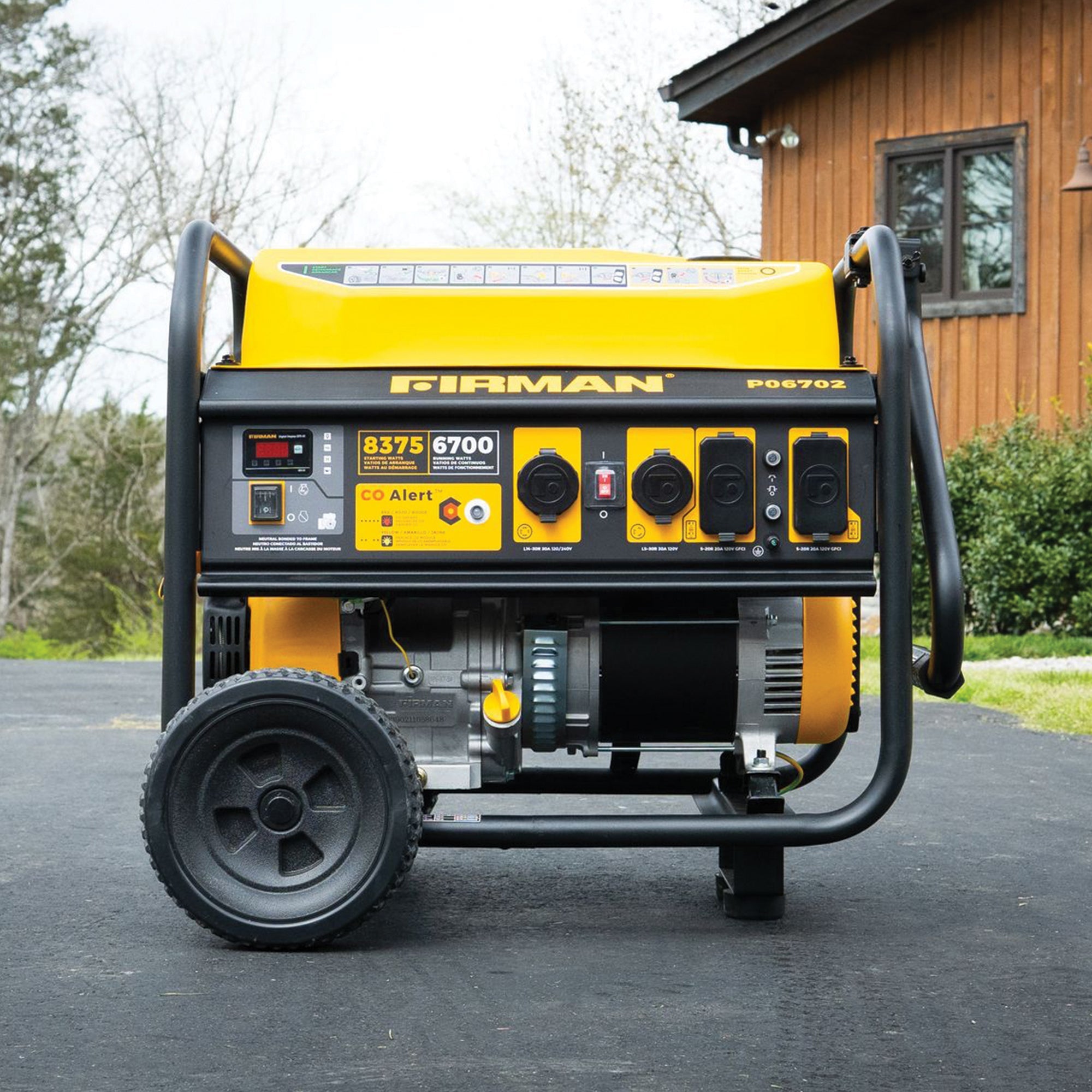 Gas Portable Generator 8375/6700W Recoil Start 120/240V With CO Alert