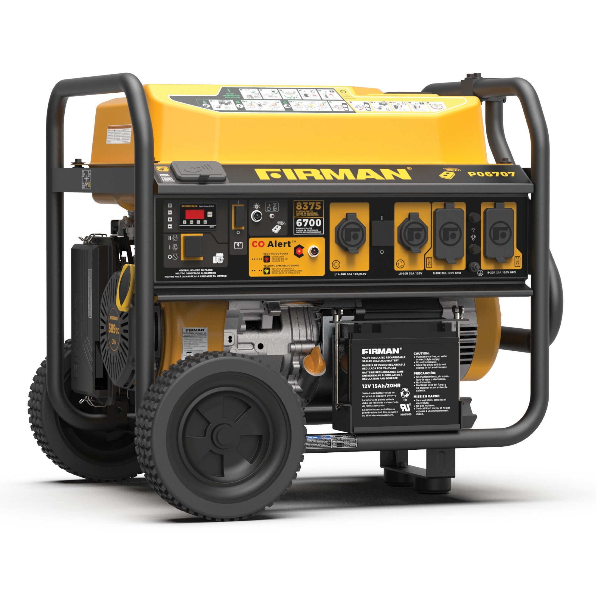 GAS PORTABLE GENERATOR 8375/6700W REMOTE START WITH CO ALERT