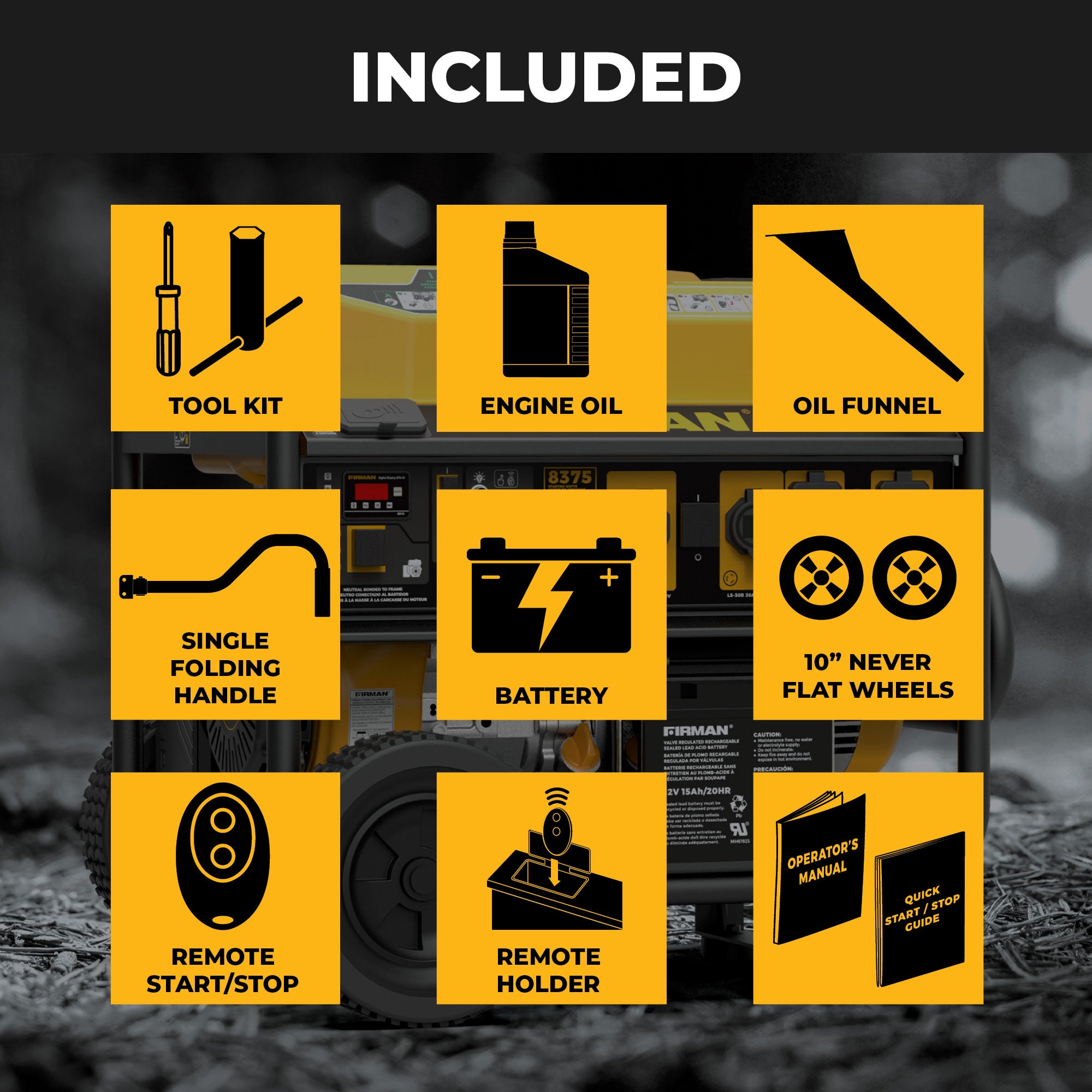 GAS PORTABLE GENERATOR 8375/6700W REMOTE START WITH CO ALERT