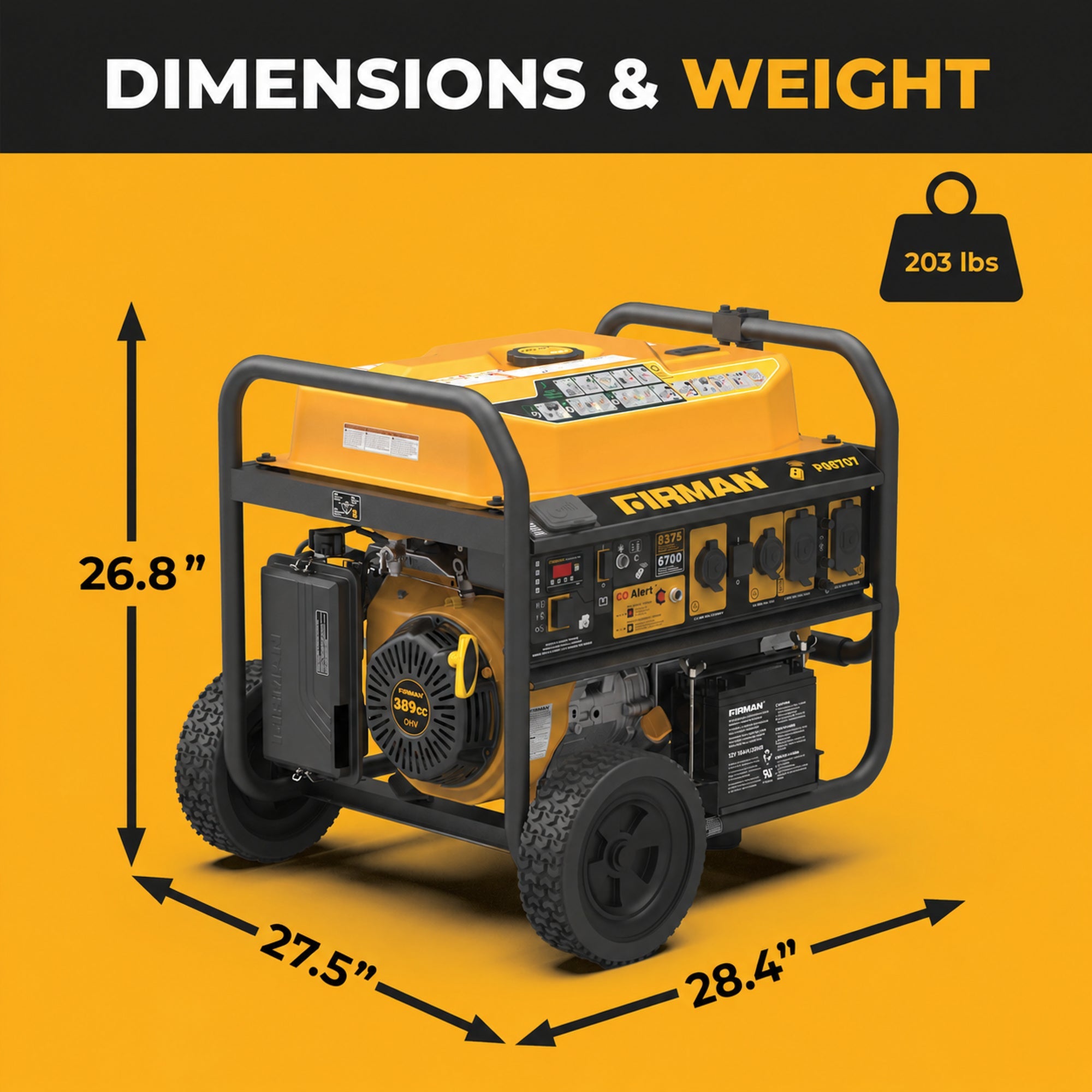 GAS PORTABLE GENERATOR 8375/6700W REMOTE START WITH CO ALERT