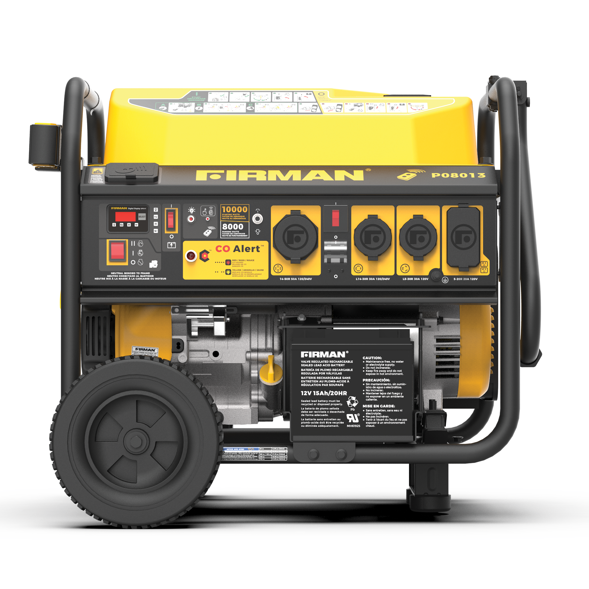 Gas Portable Generator 10000/8000W Remote Start 120/240V with CO alert