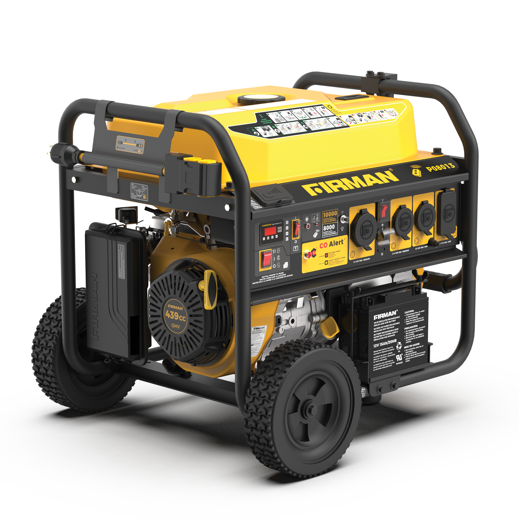 Gas Portable Generator 10000/8000W Remote Start 120/240V with CO alert