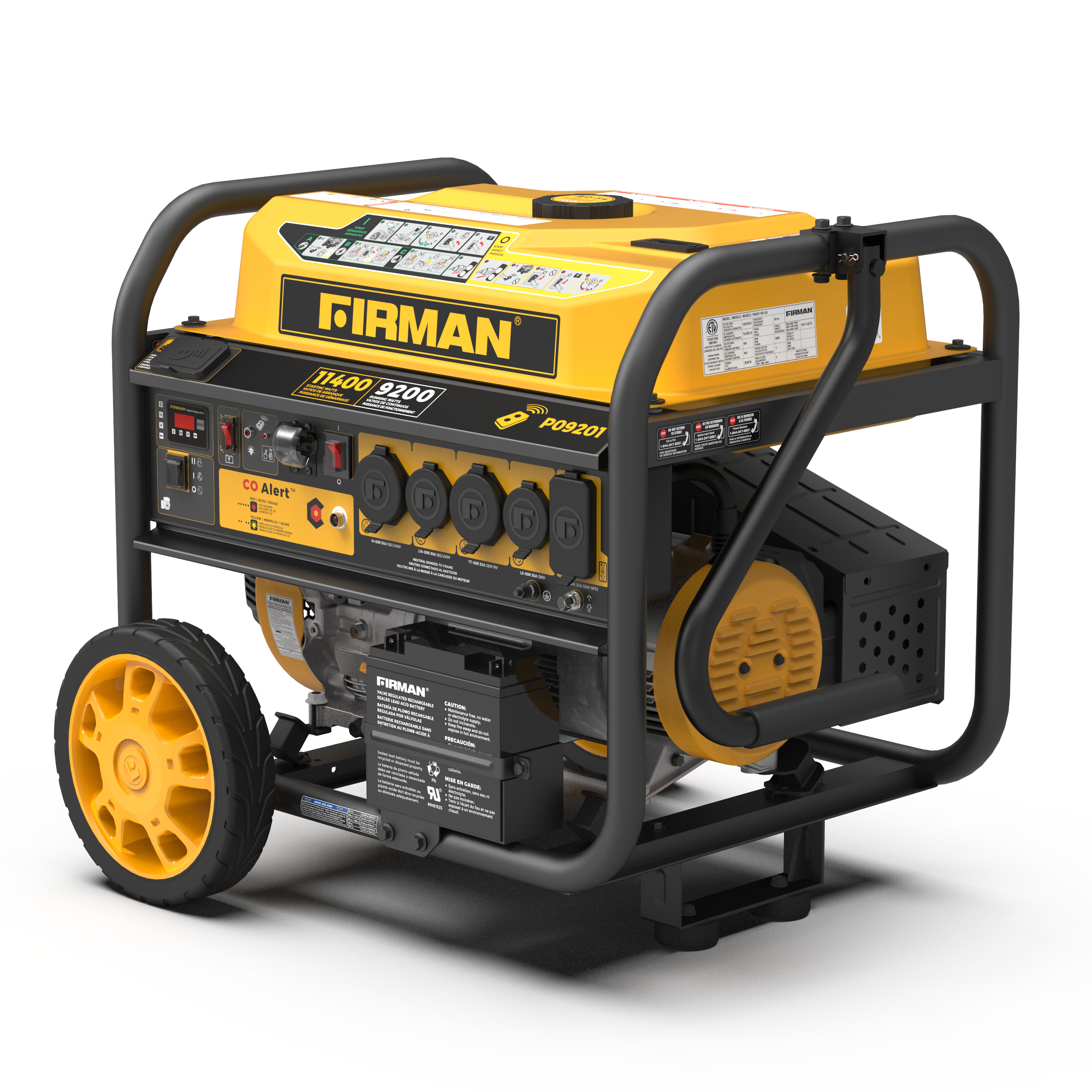 Gas Portable Generator 11400W Remote Start 120/240V with CO alert