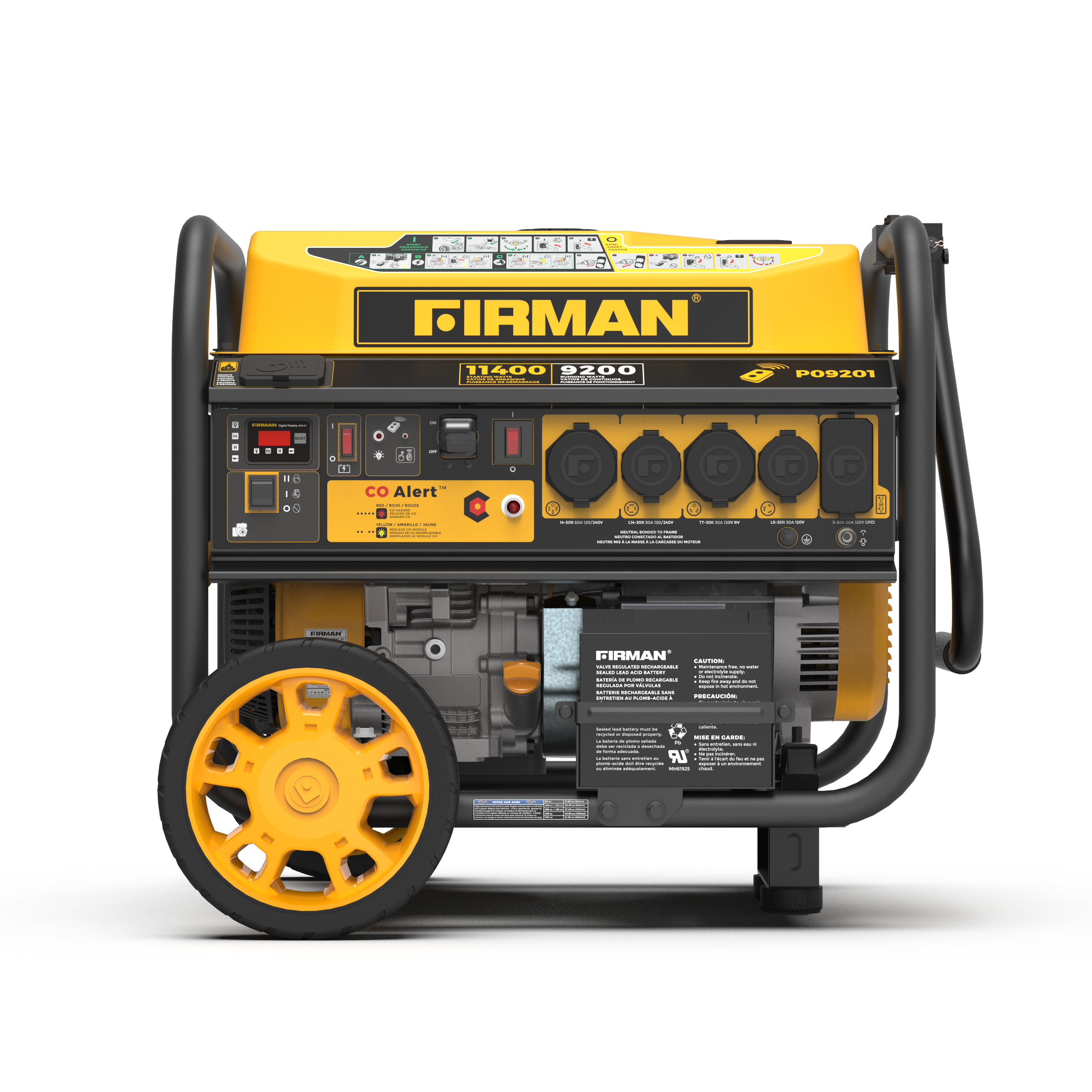 Gas Portable Generator 11400W Remote Start 120/240V with CO alert
