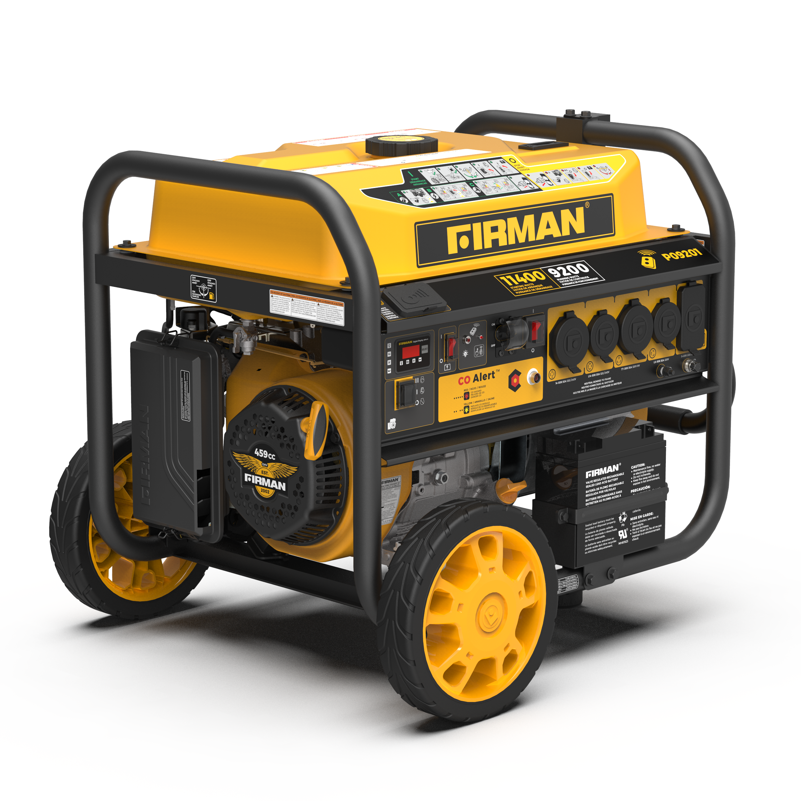 Gas Portable Generator 11400W Remote Start 120/240V with CO alert