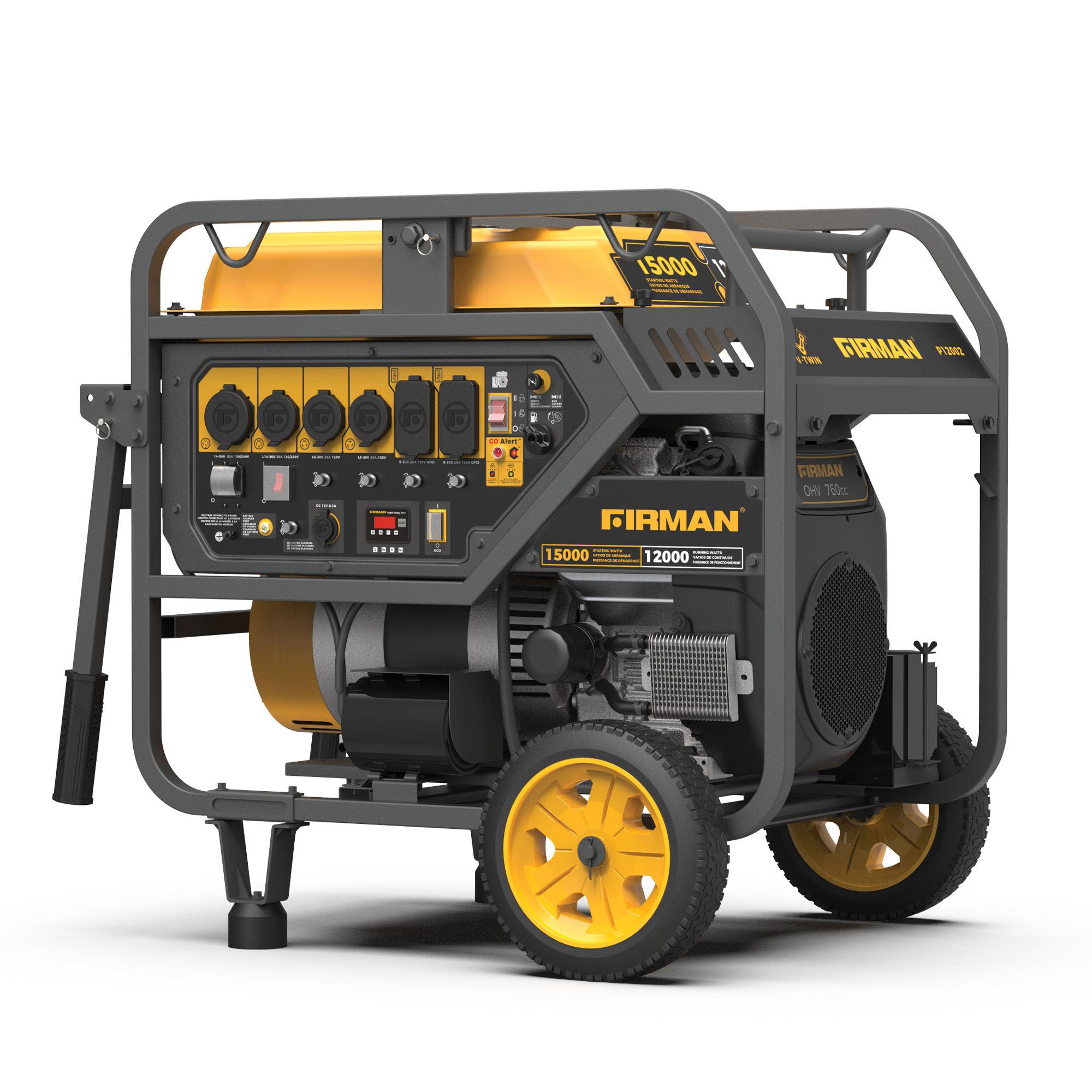 Gas Portable Generator 15000/12000W Electric Start 120/240V with CO Alert