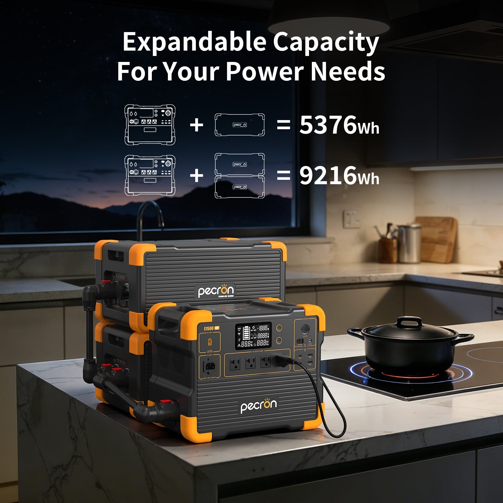 PECRON E1500LFP Expandable Portable Power Station 2200W 1536Wh V3 Version