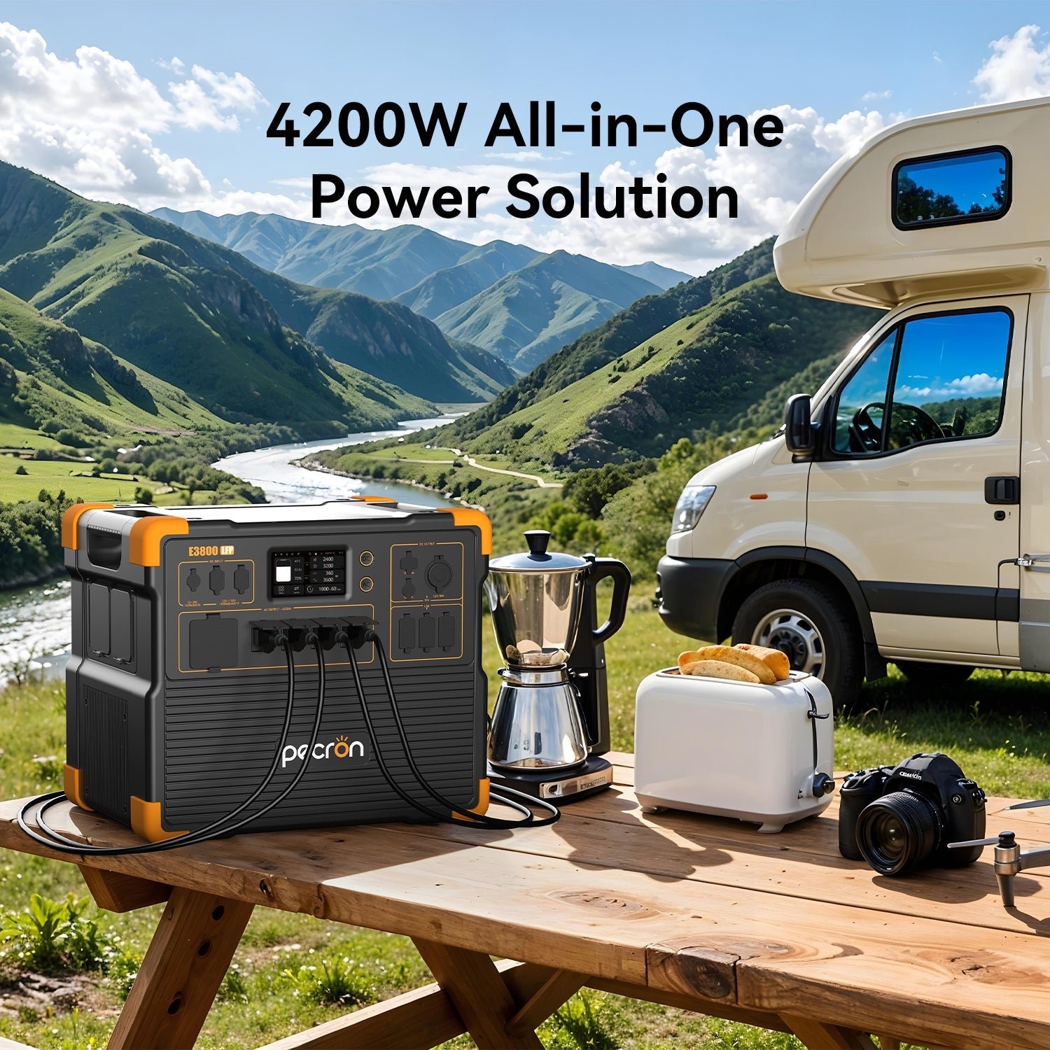 PECRON E3800LFP Portable Power Station 4200W 3840Wh