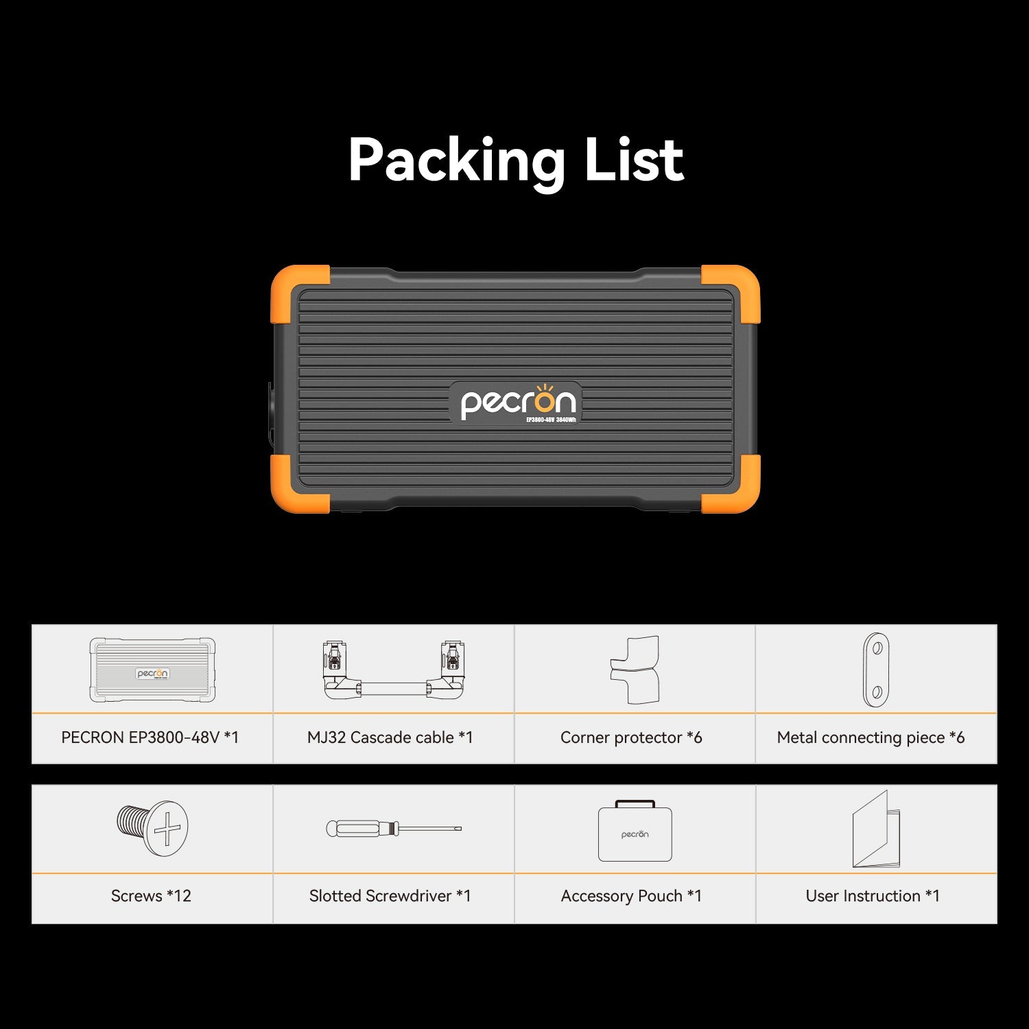 PECRON EP3800-48V Expansion Battery 3840Wh for E1500LFP/ E3600LFP/ E1000LFP/ E2400LFP/ F3000LFP/ E3800LFP
