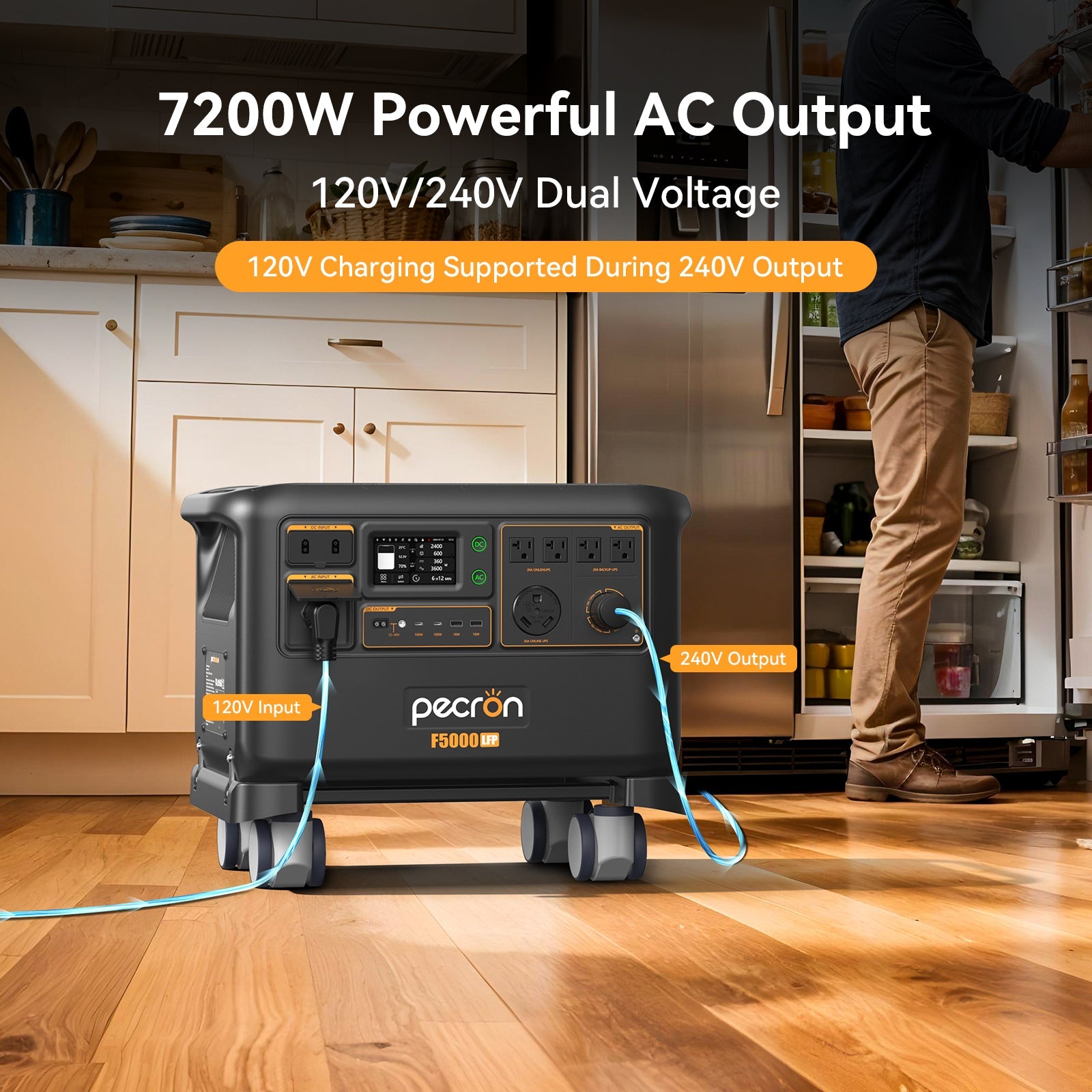 PECRON F5000LFP Portable Power Station 7200W 5120Wh 120V/240V