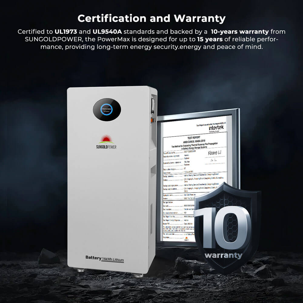 PowerMax 51.2V 314AH Outdoor Energy Storage Battery UL1973 & UL9540A CEC Listed