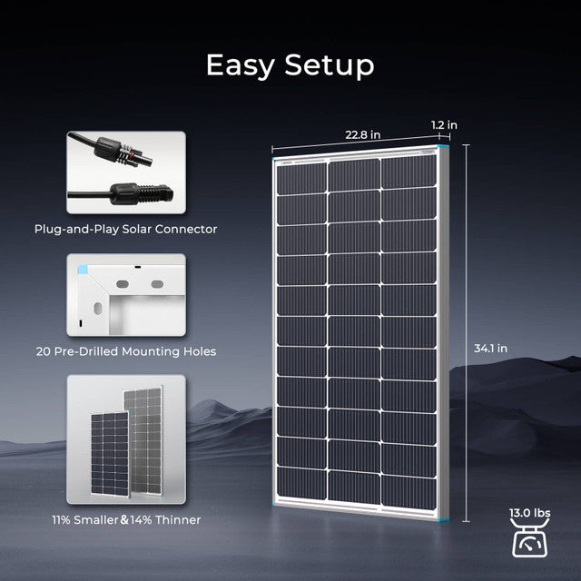 Renogy 100W 12V 16BB N-Type Monocrystalline Solar Panel