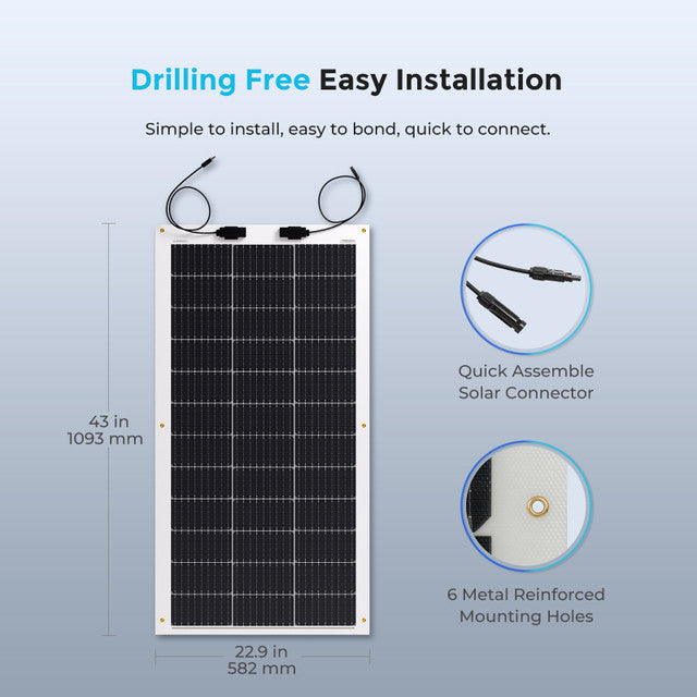 Renogy 100W 12V Lightweight Flexible Monocrystalline Solar Panel