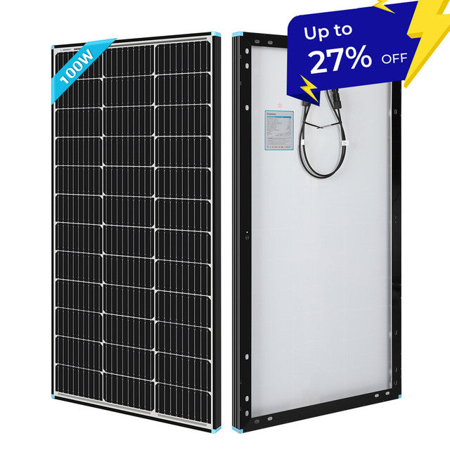 Renogy 100W 12V Monocrystalline Solar Panel Black Frame