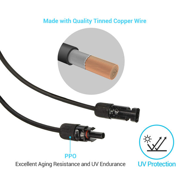 Renogy 10FT 10 AWG MC4 Solar Panel Extension Cable w/ Male to Female Solar Connector