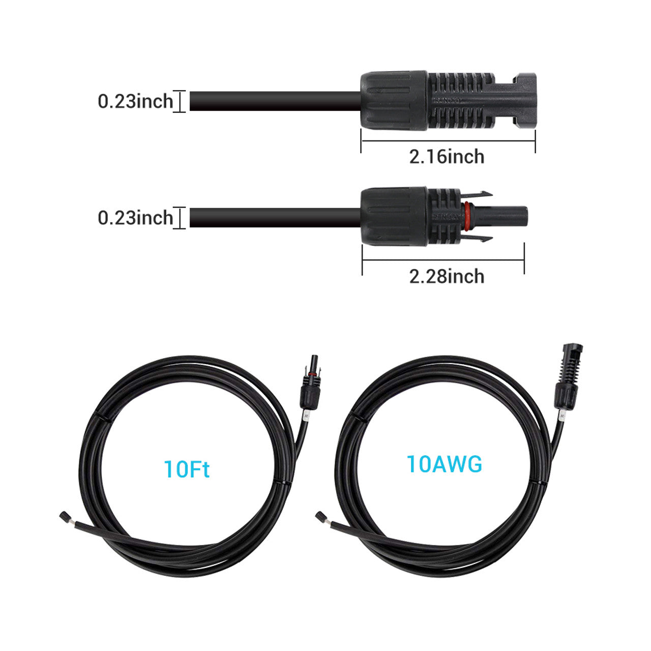 Renogy  10FT 10 AWG MC4 Solar Panel to Charge Controller Adapter Cables