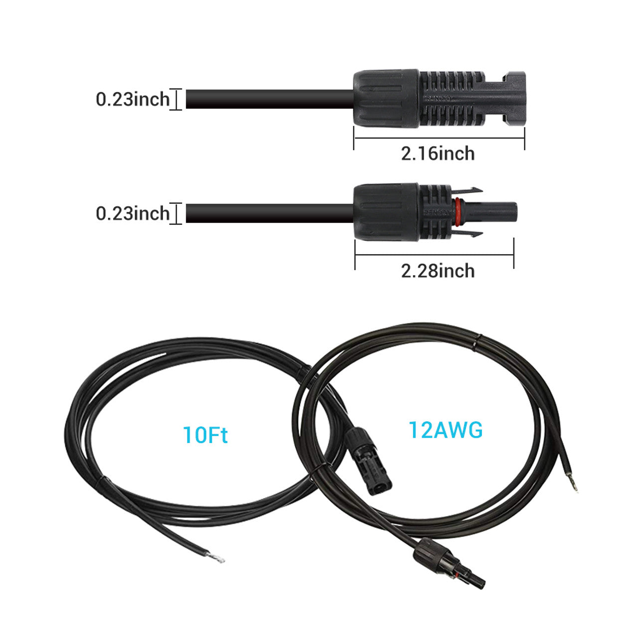 Renogy  10FT 12 AWG MC4 Solar Panel to Charge Controller Adapter Cables