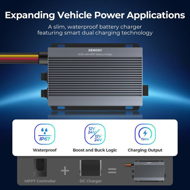 Renogy 12/24V IP67 50A DC to DC  Battery Charger w/ MPPT