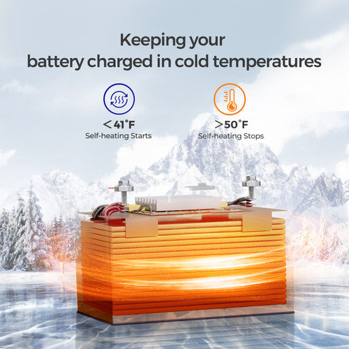Renogy 12V 100Ah Smart Lithium Iron Phosphate Battery w/ Self Heating Function