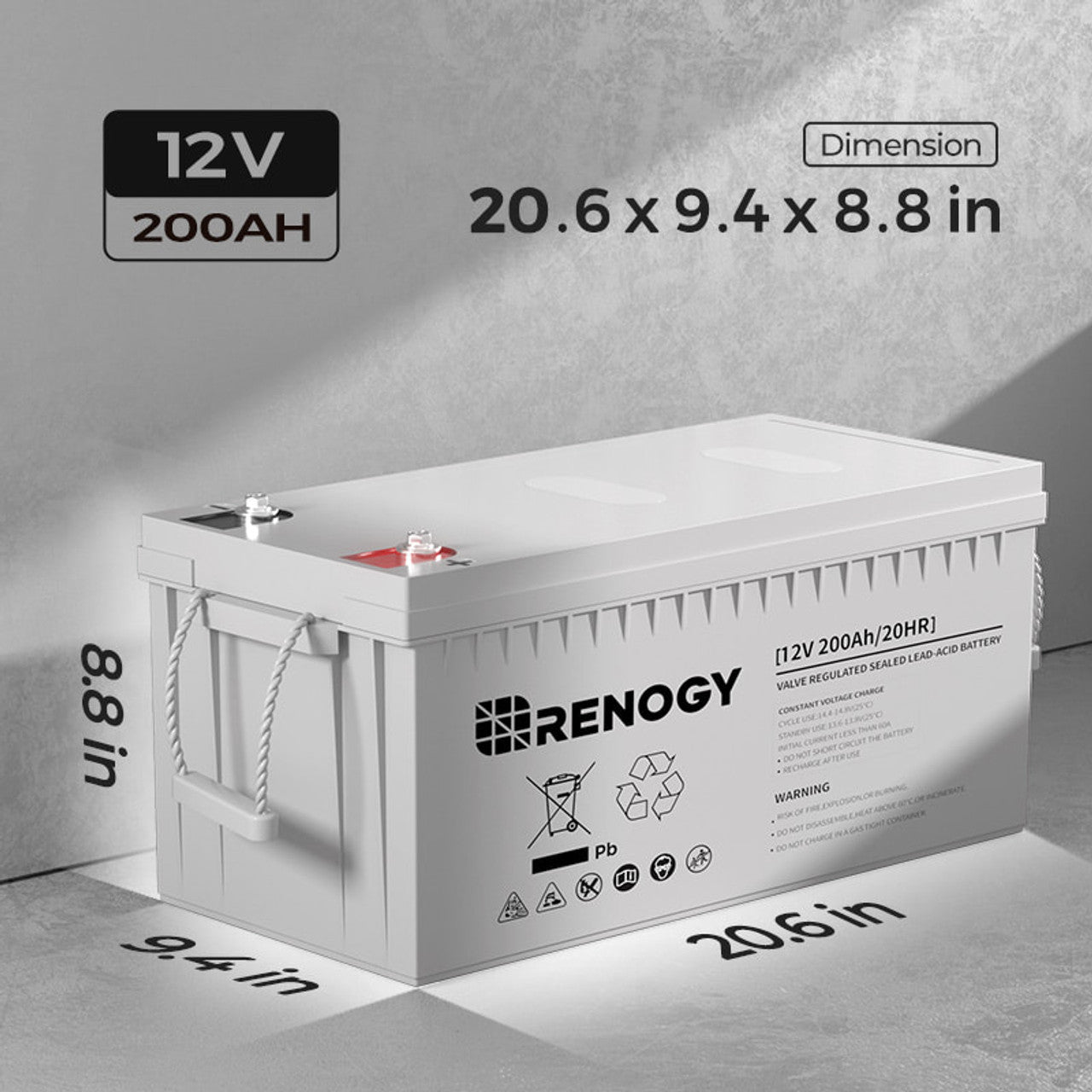 Renogy 12V 200Ah Deep Cycle AGM Battery