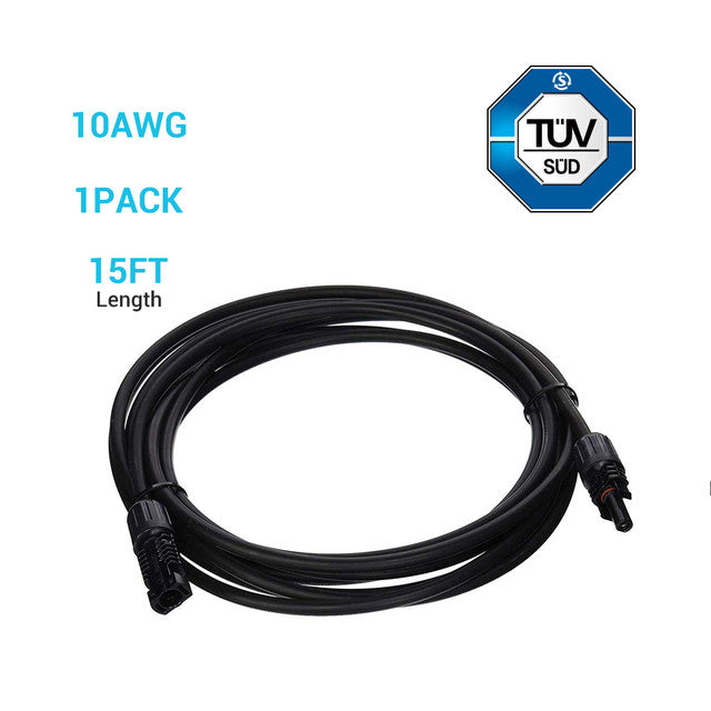 Renogy 15FT 10 AWG MC4 Solar Panel Extension Cable w/ Male to Female Solar Connector