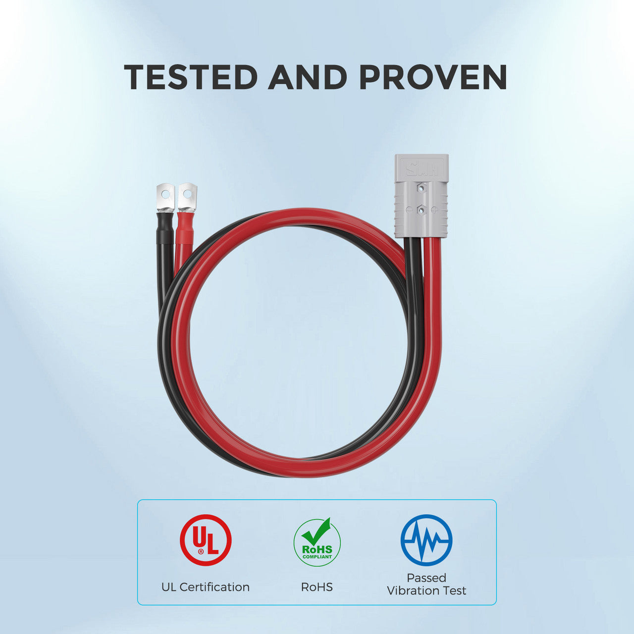 Renogy 1FT 4/0 AWG Anderson Adapter Cable (Anderson SB350 - 3/8 in Lugs)