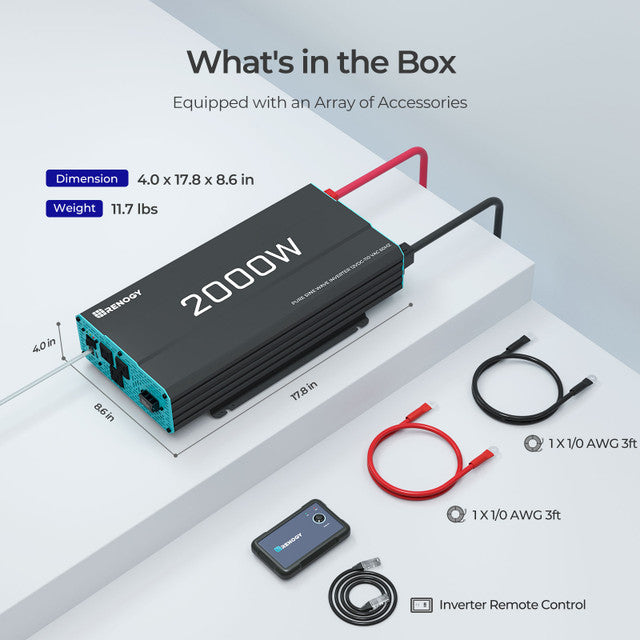 Renogy 2000W 12V Pure Sine Wave Inverter G2