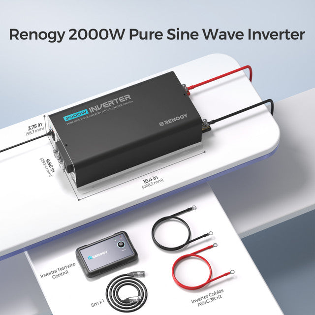 Renogy 2000W 12V Pure Sine Wave Inverter w/ UPS Transfer Switch and Built-In Bluetooth