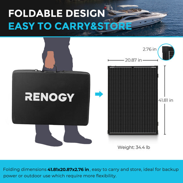 Renogy 200W 12V Monocrystalline Foldable Solar Suitcase w/ Waterproof Charge Controller