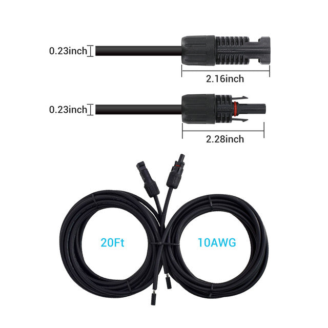 Renogy  20FT 10 AWG MC4 Solar Panel to Charge Controller Adapter Cables