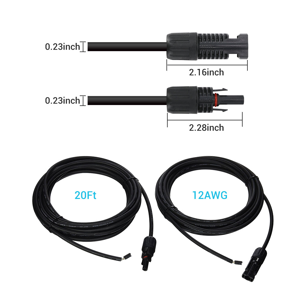 Renogy  20FT 12 AWG MC4 Solar Panel to Charge Controller Adapter Cables