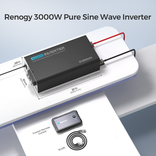 Renogy 3000W 12V Pure Sine Wave Inverter w/ UPS Transfer Switch and Built-In Bluetooth