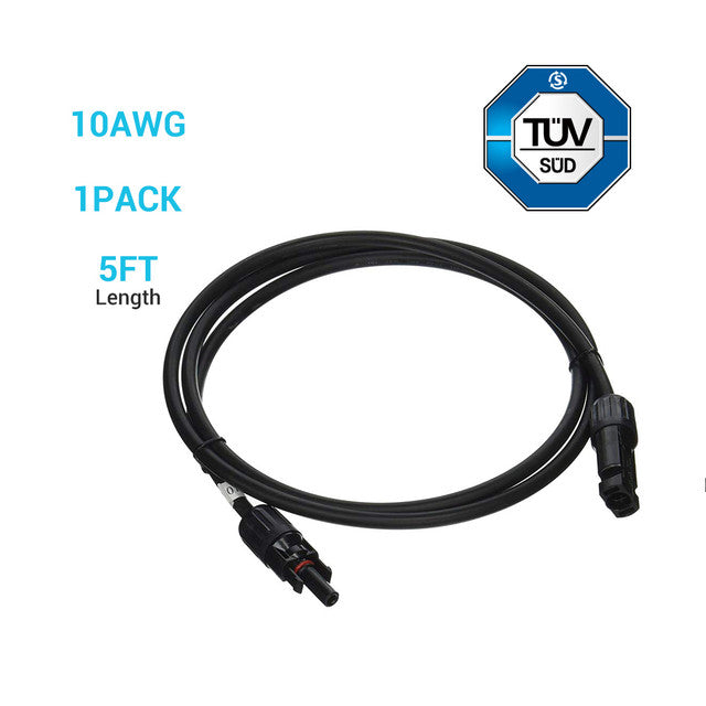 Renogy 5FT 10 AWG MC4 Solar Panel Extension Cable w/ Male to Female Solar Connector