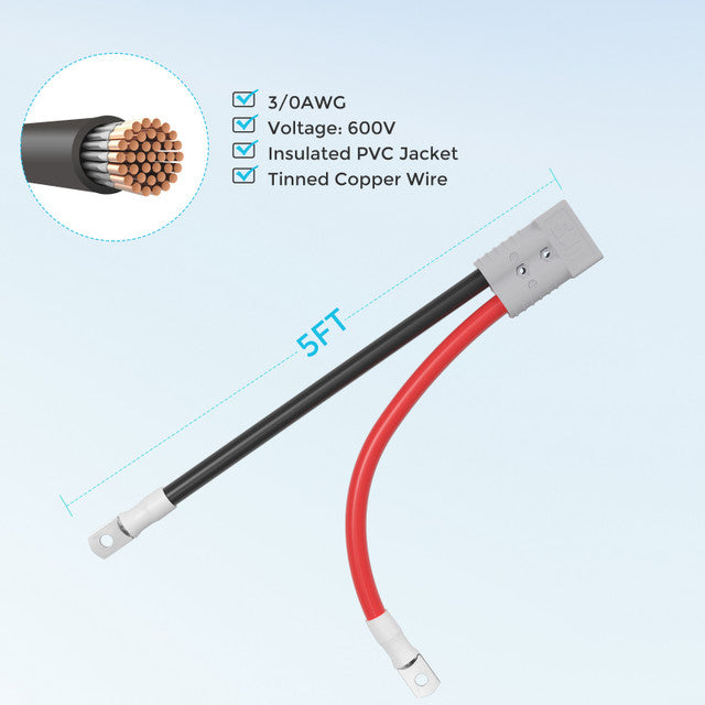 Renogy 5FT 3/0 AWG Anderson Adapter Cable (Anderson SB350 - Ring Lug)
