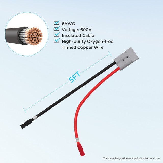 Renogy 5FT 6 AWG Anderson Adapter Cable (Anderson PP75 - Anderson SB120)