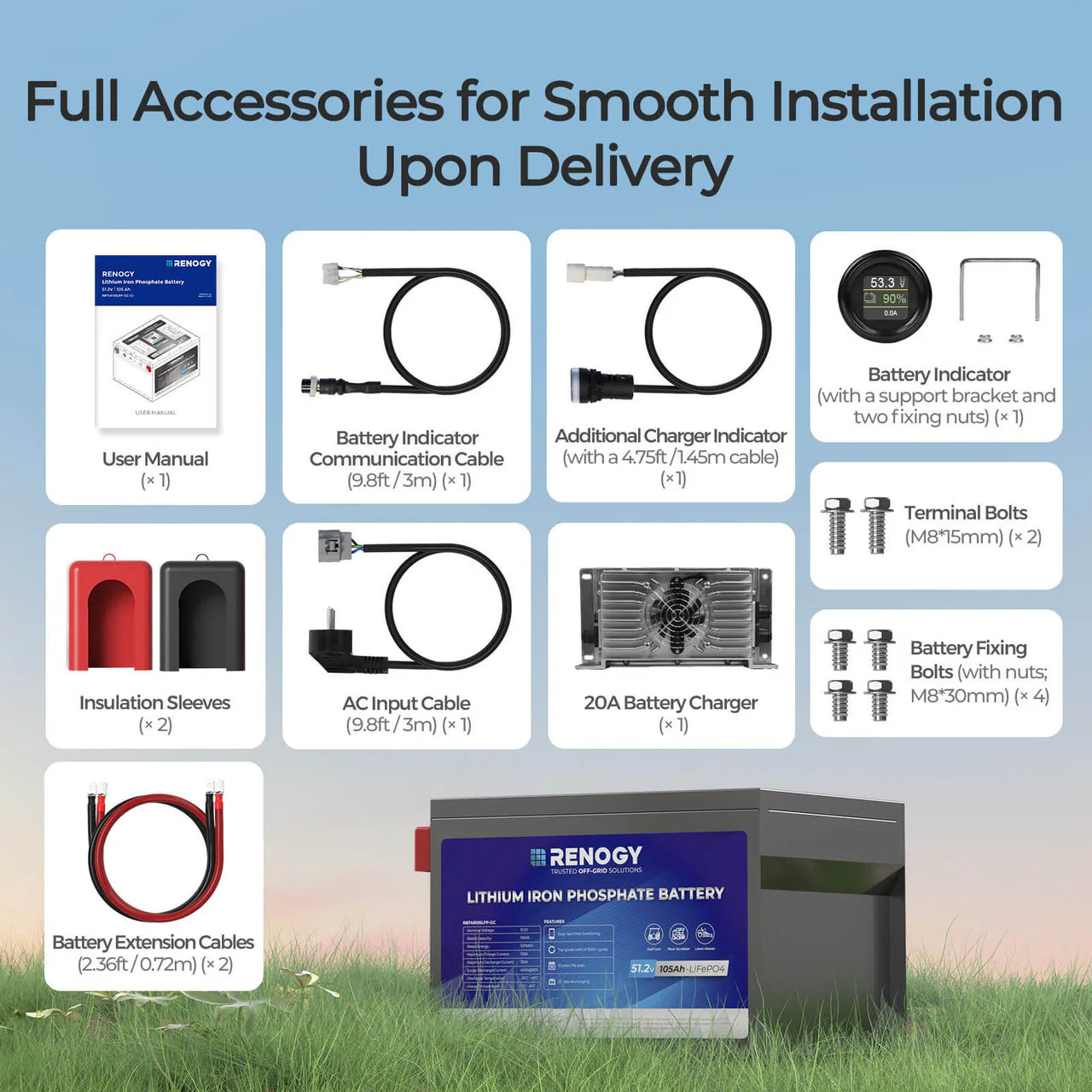 Renogy Golf Cart 48V 105Ah Lithium Iron Phosphate Battery
